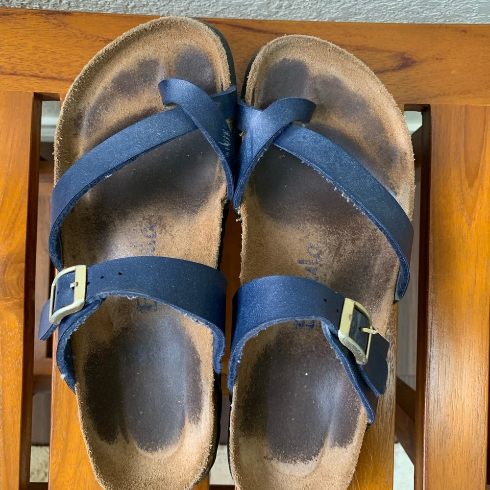 Betula by Birkenstock Mayari blue sandals.